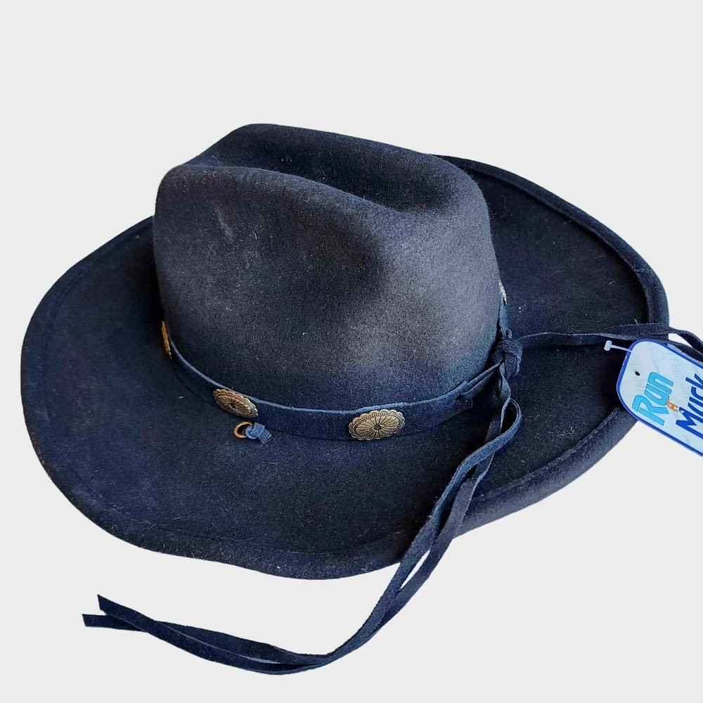 BULLHIDE Run A Muck Wool Cowboy Fedora Hat Black NEW Western Rodeo Rancher Small